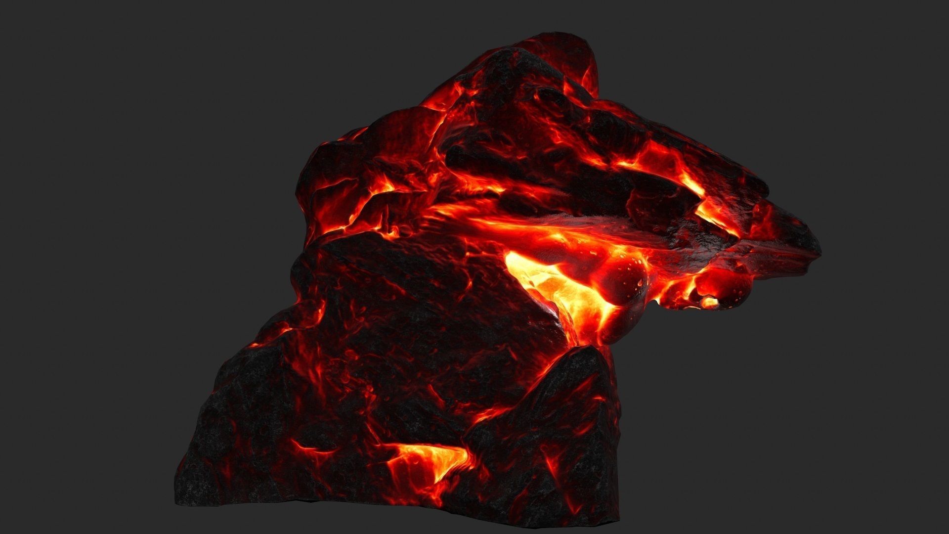 fire skul cave Low-poly 3D model_3