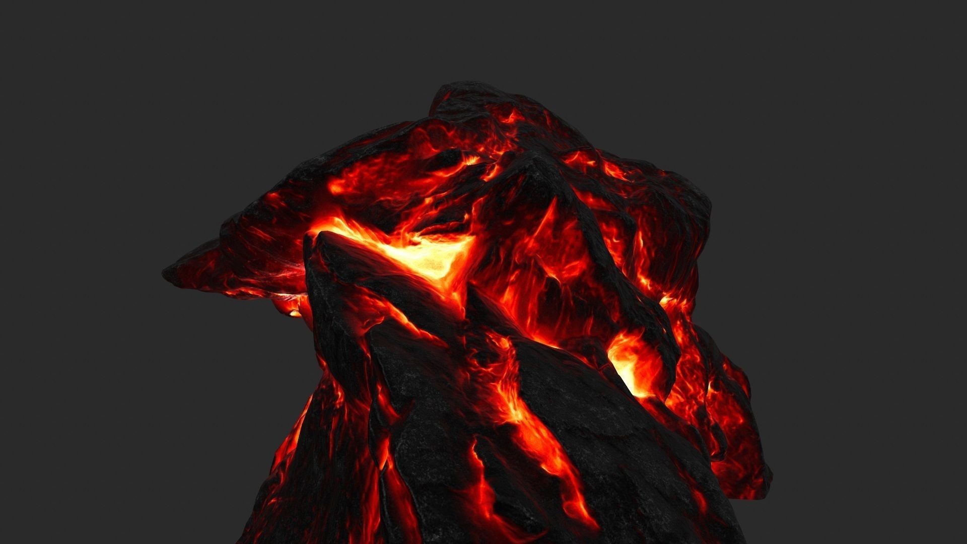 fire skul cave Low-poly 3D model_12