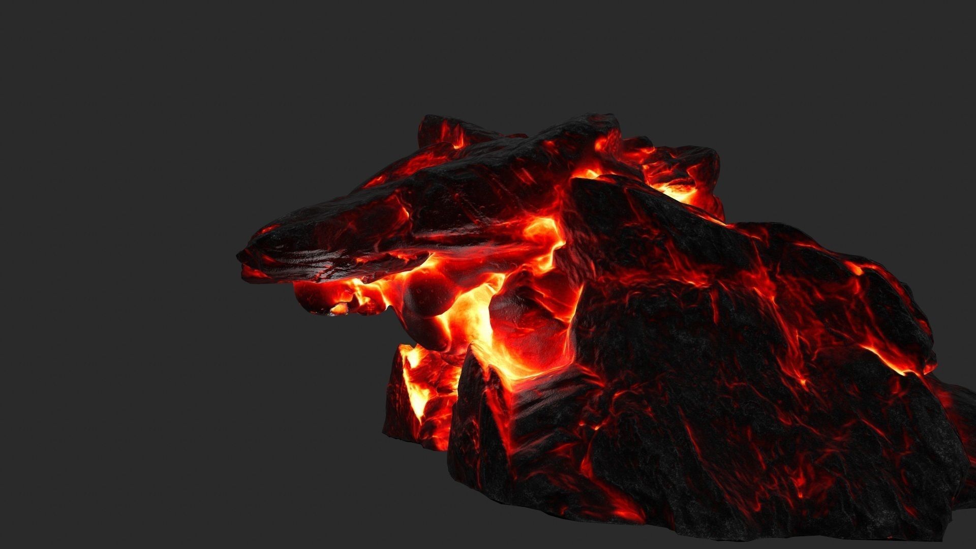 fire skul cave Low-poly 3D model_5