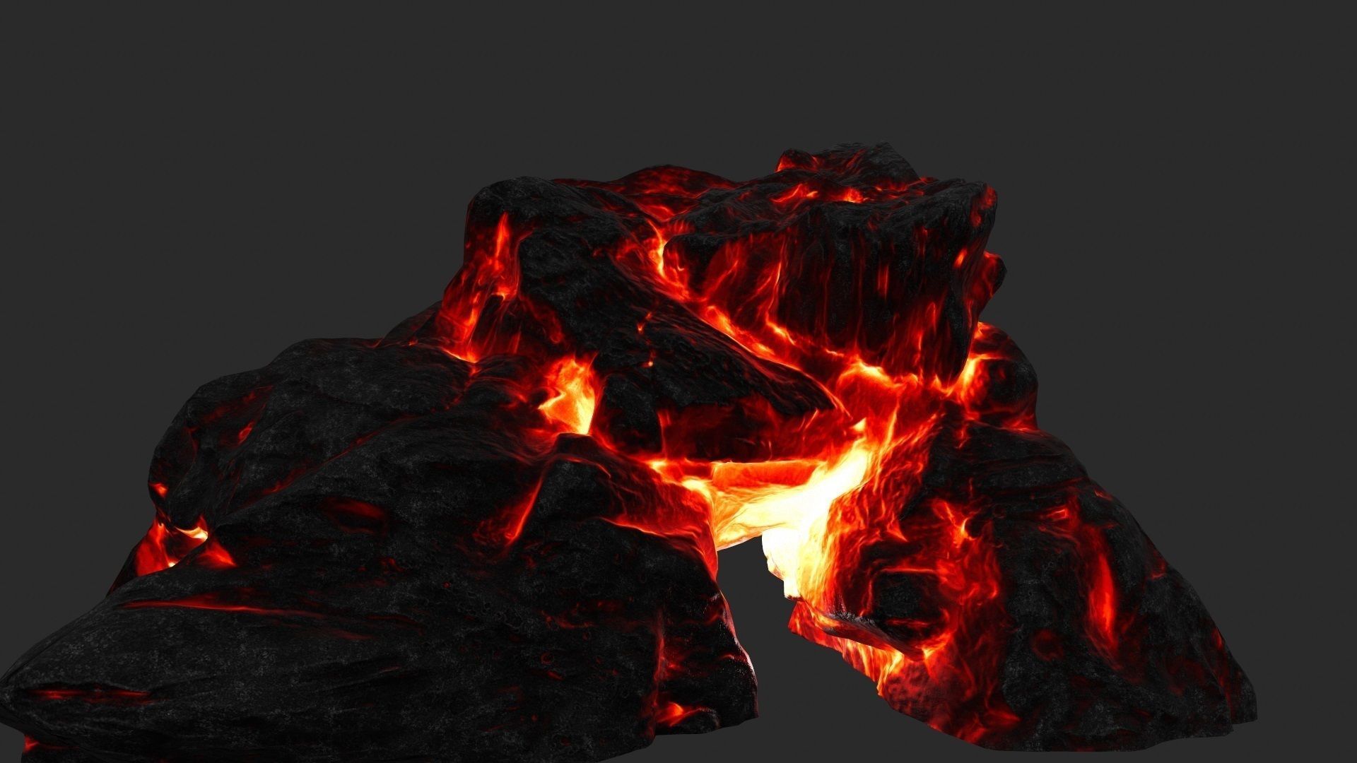 fire skul cave Low-poly 3D model_13