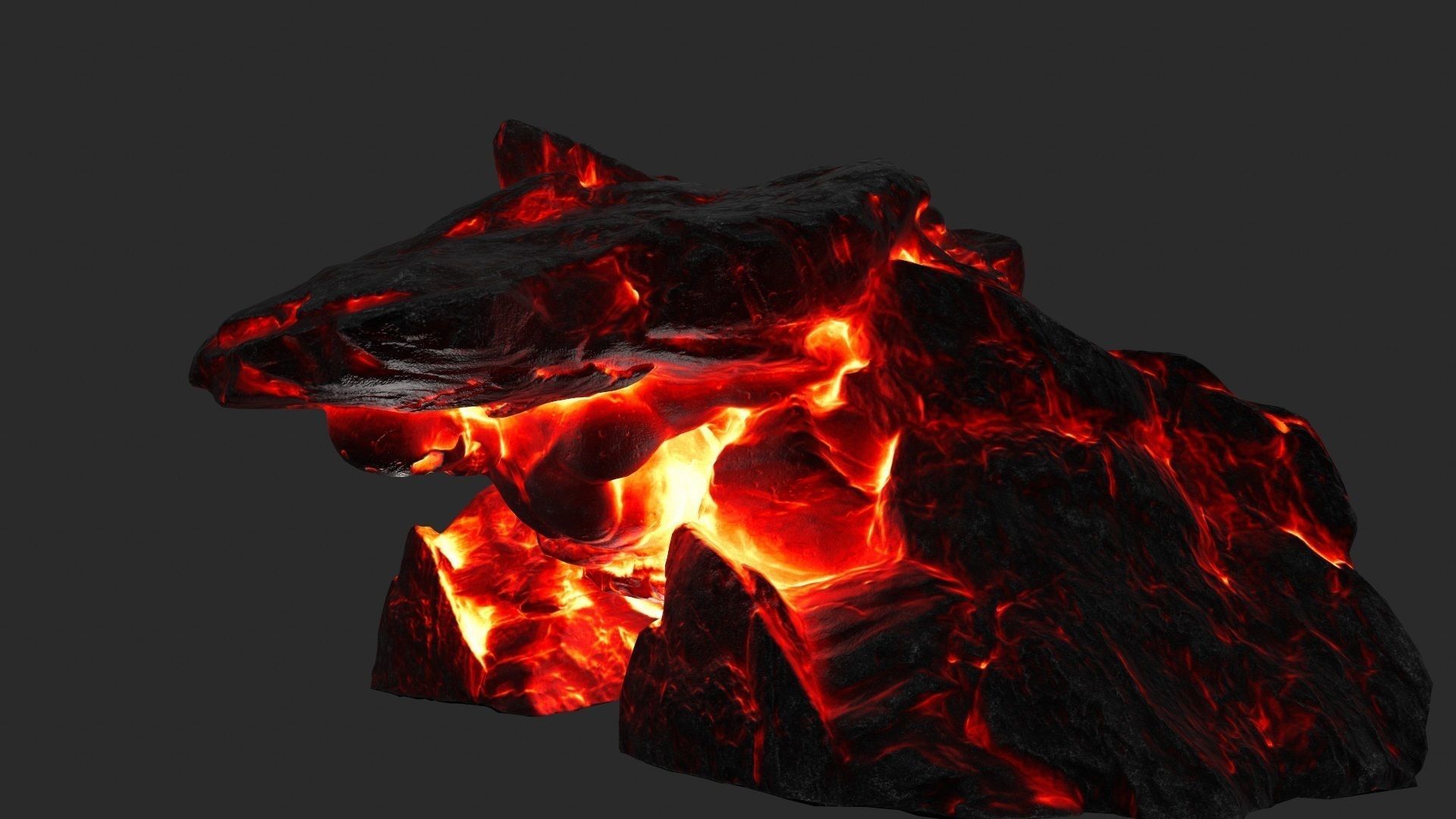 fire skul cave Low-poly 3D model_7