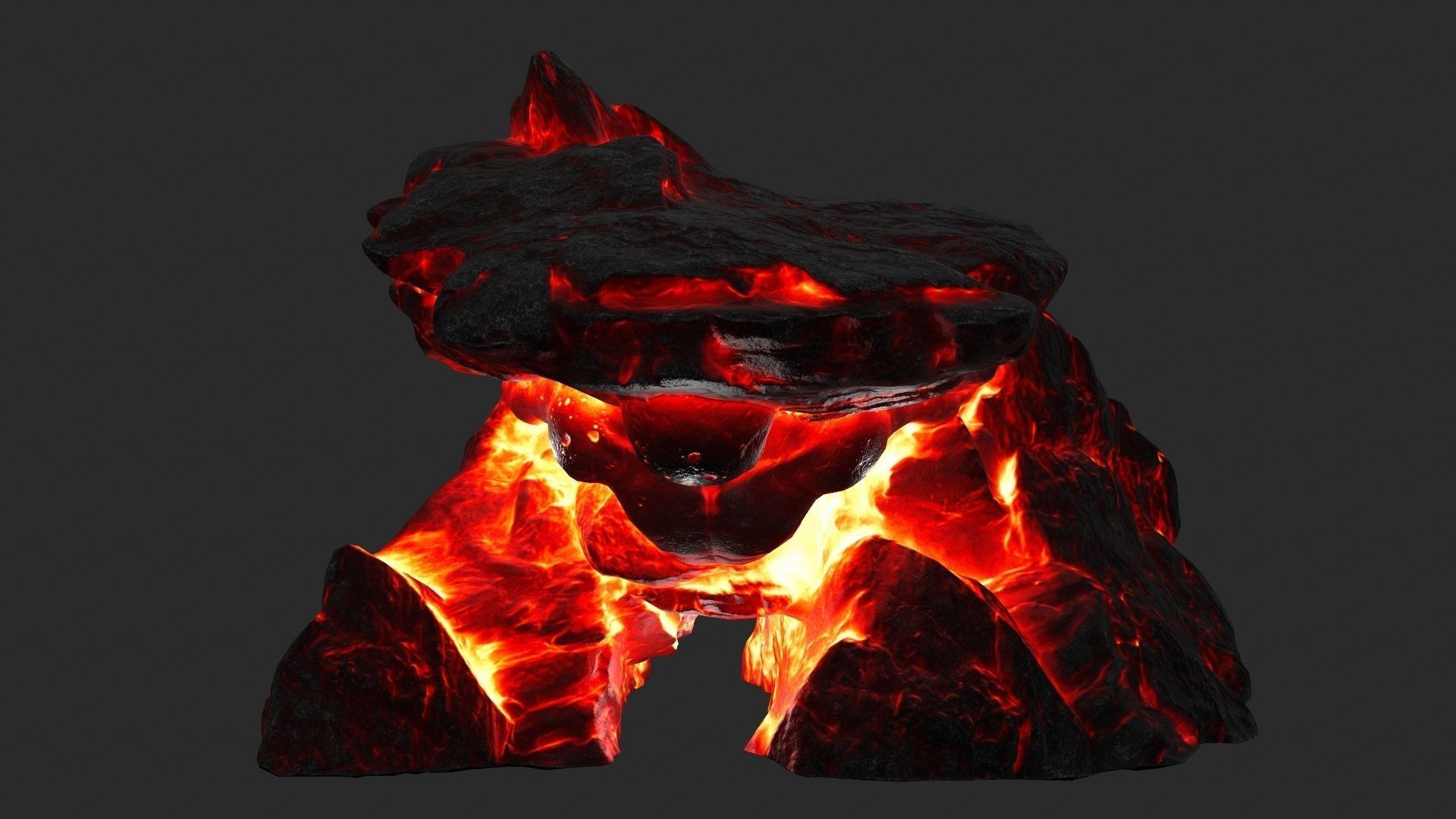 fire skul cave Low-poly 3D model_1