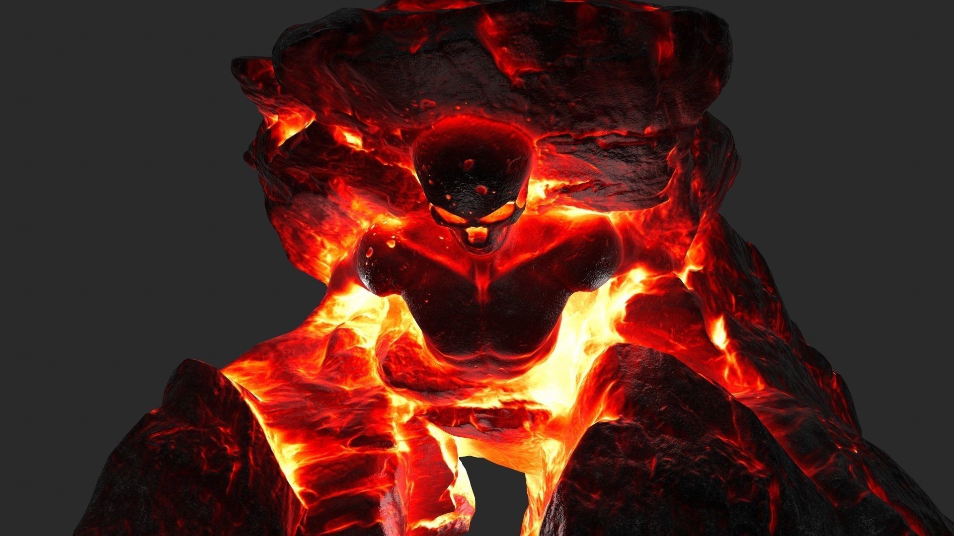 fire skul cave Low-poly 3D model_15