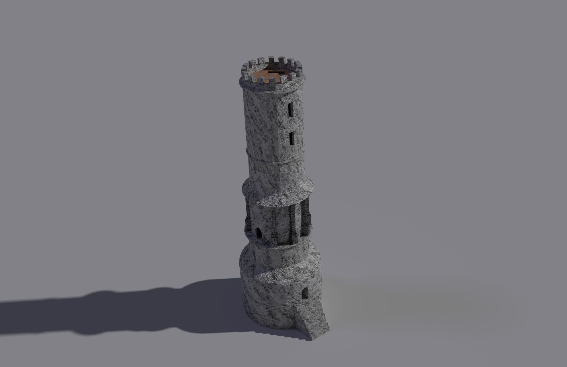 Medieval Tower Low-poly 3D model_1