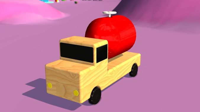 3D Wodden Toy Truck for Learn Colors Videos  3D model