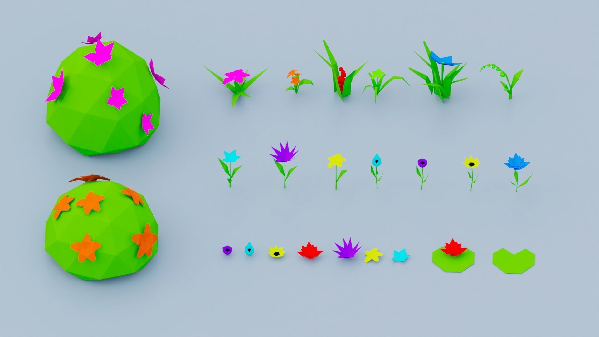 Low Poly Vegetation Foliage Tree Pack Low-poly 3D model_11