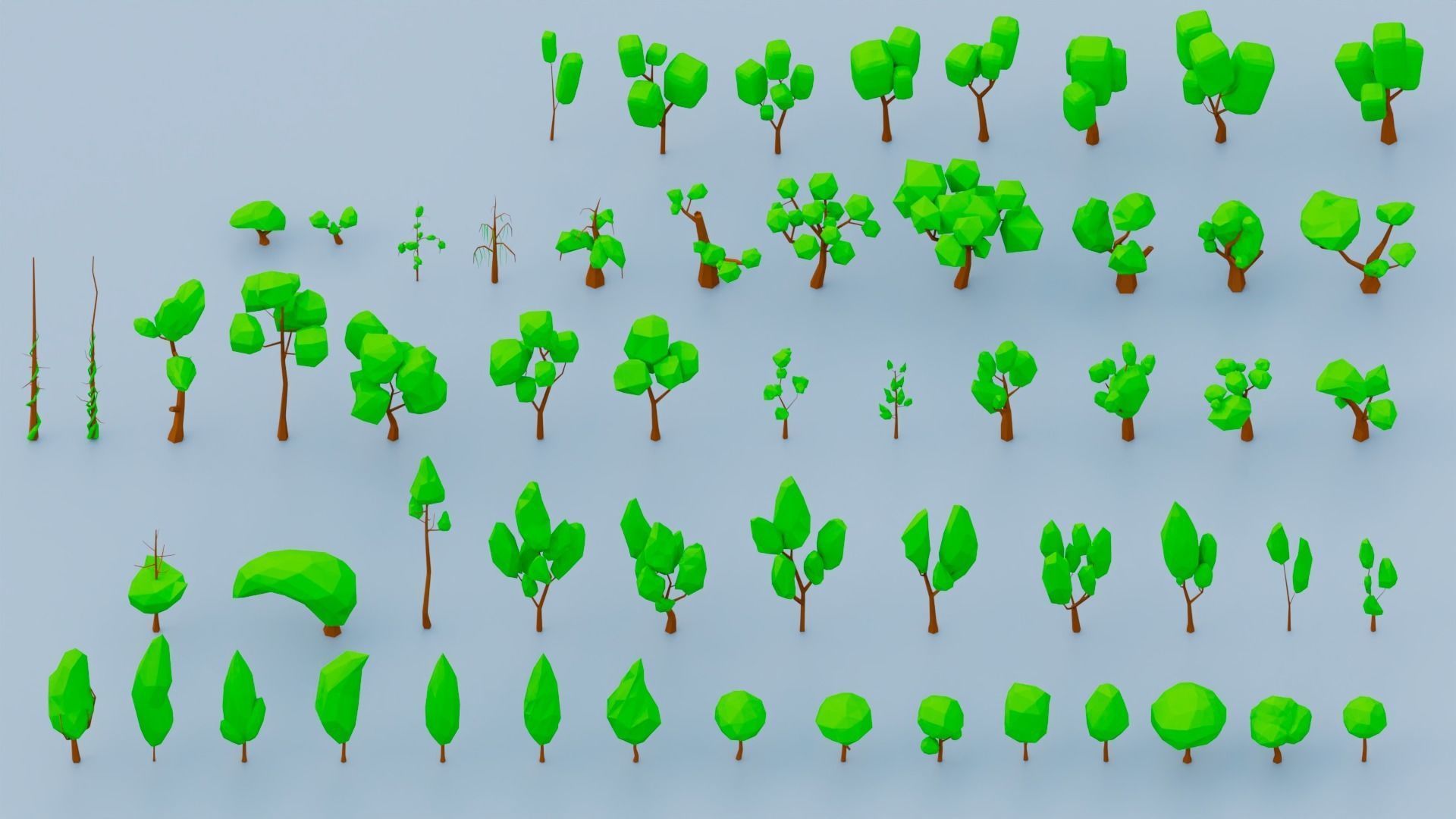 Low Poly Vegetation Foliage Tree Pack Low-poly 3D model_1