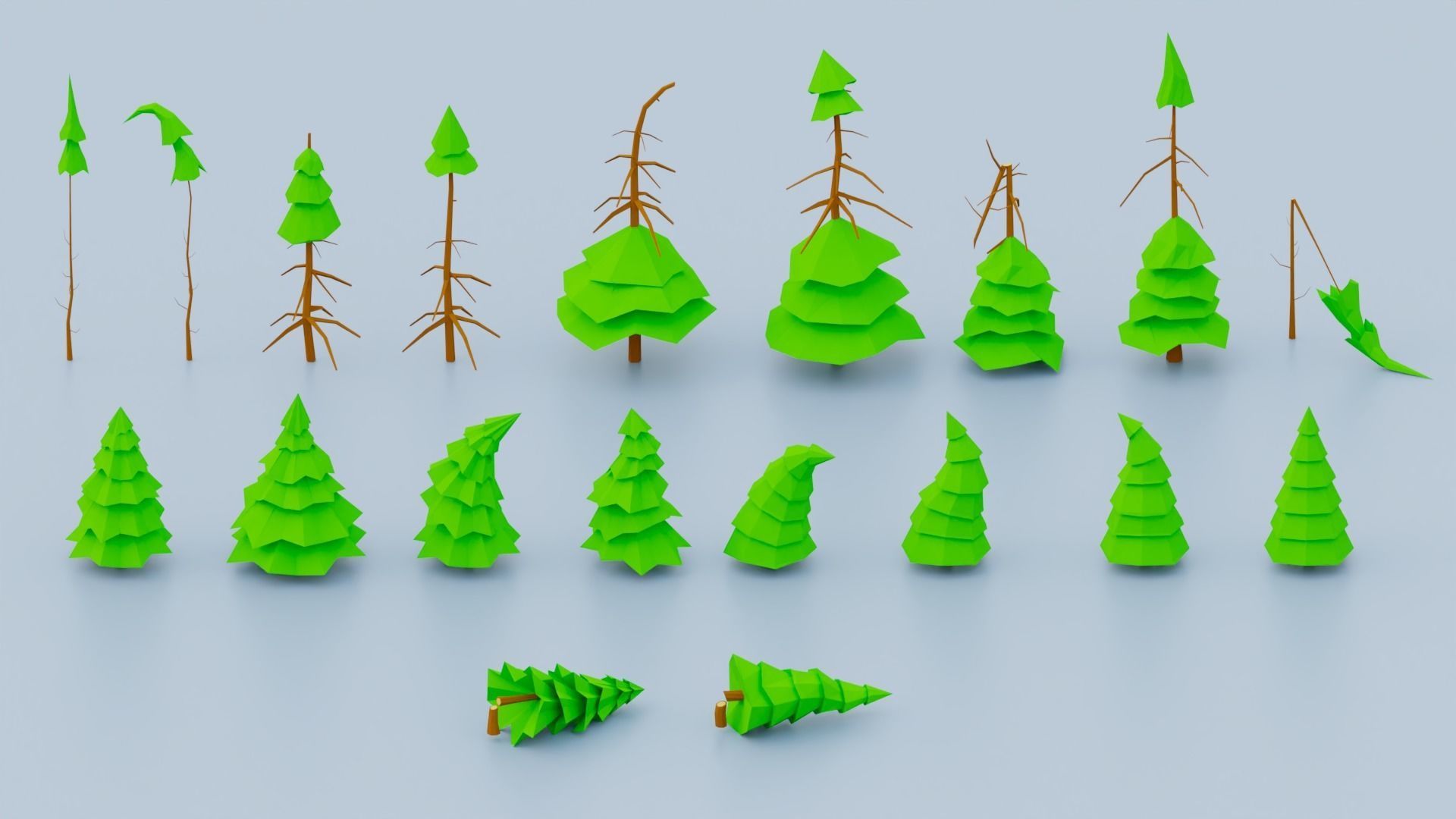 Low Poly Vegetation Foliage Tree Pack Low-poly 3D model_3
