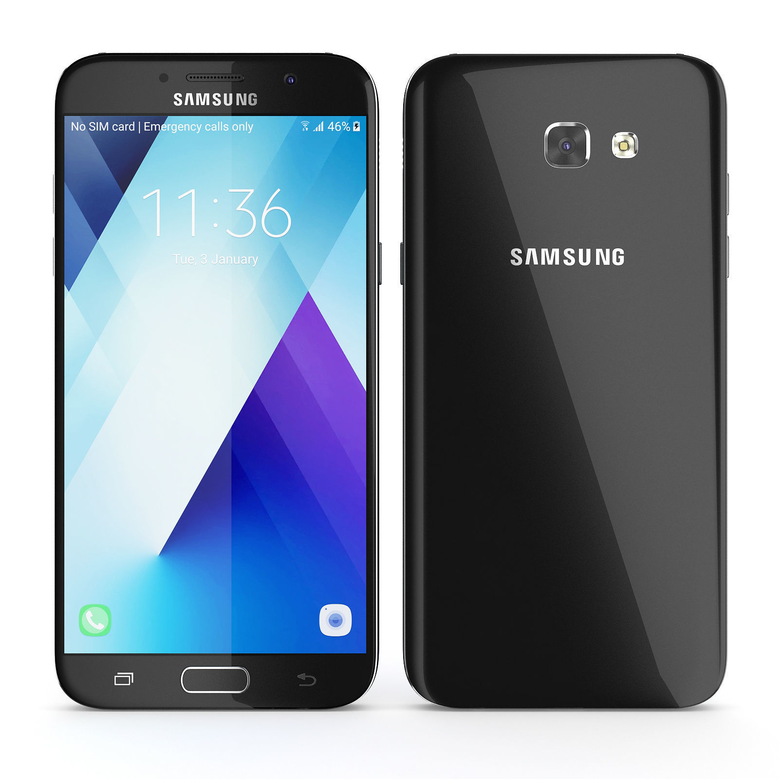 Samsung Galaxy A7 2017 Black 3D model_2