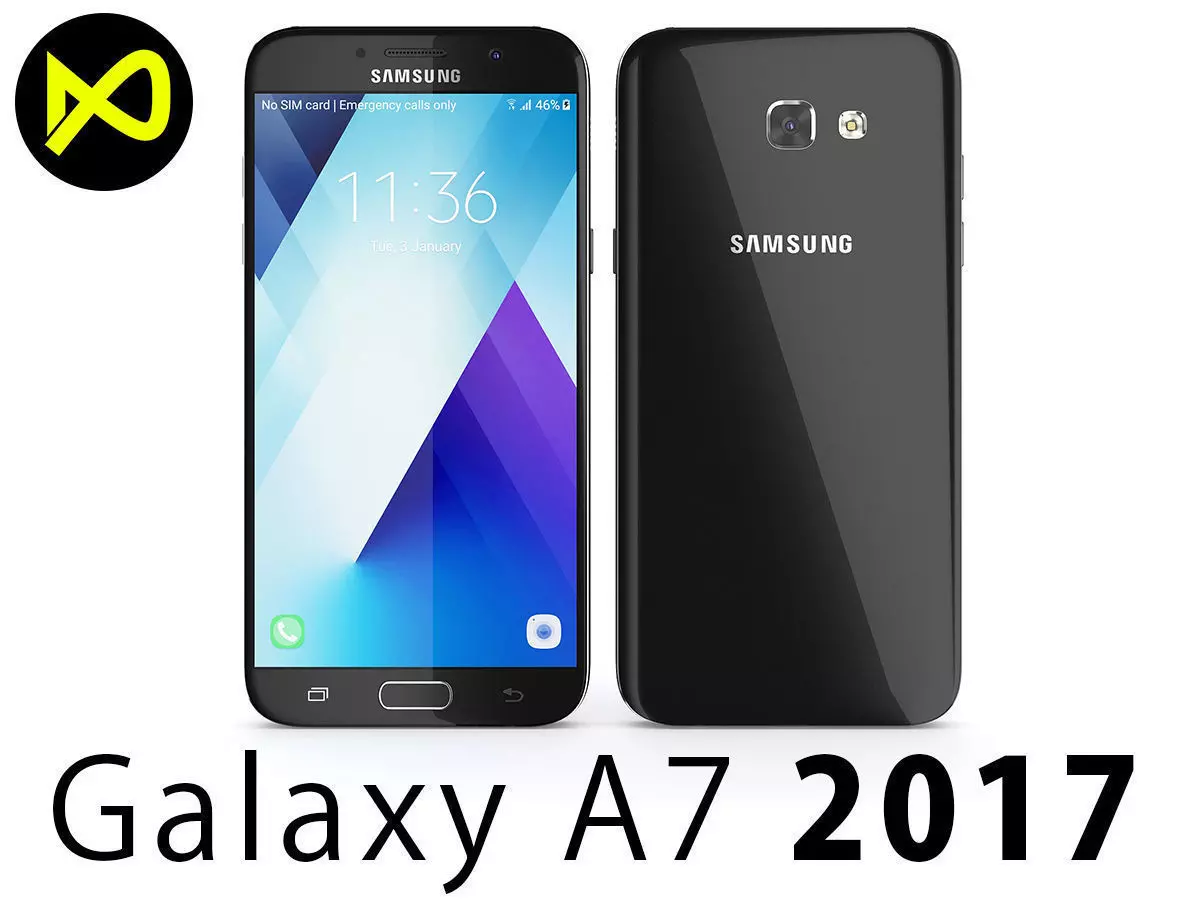 Samsung Galaxy A7 2017 Black 3D model_0