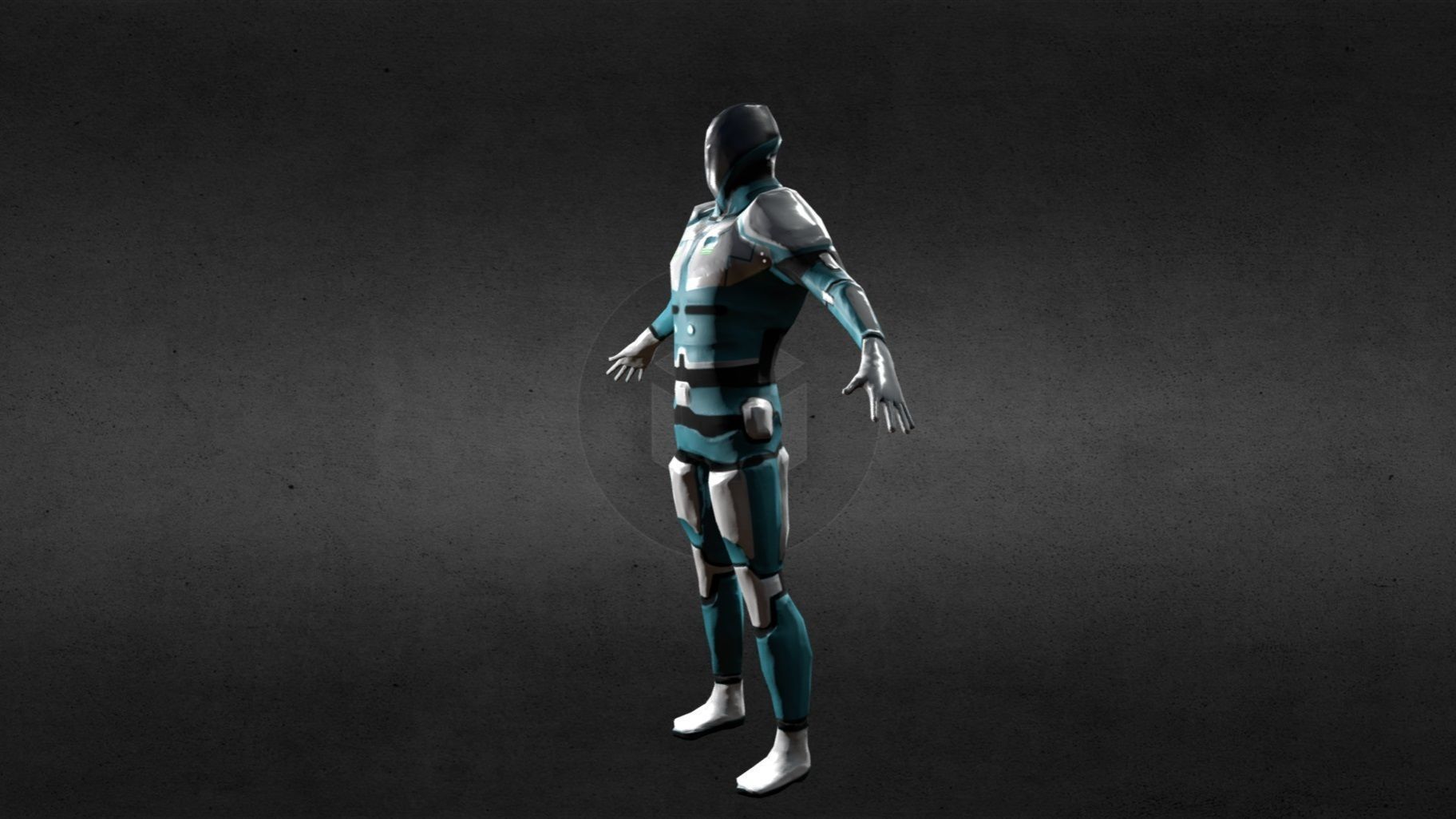 Low Poly SciFi Space Explorer - 1638 Vertices Low-poly 3D model_9