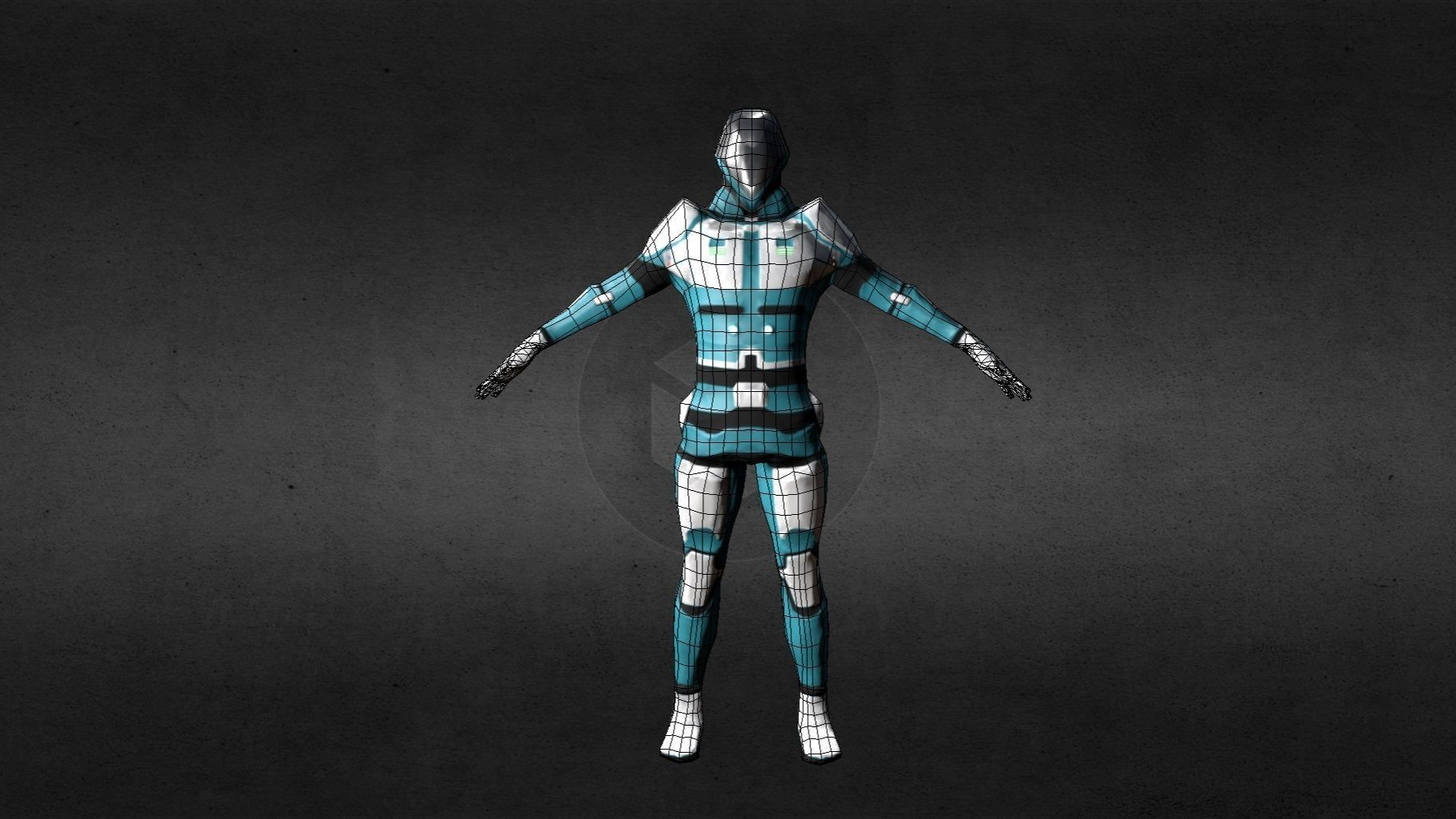 Low Poly SciFi Space Explorer - 1638 Vertices Low-poly 3D model_8