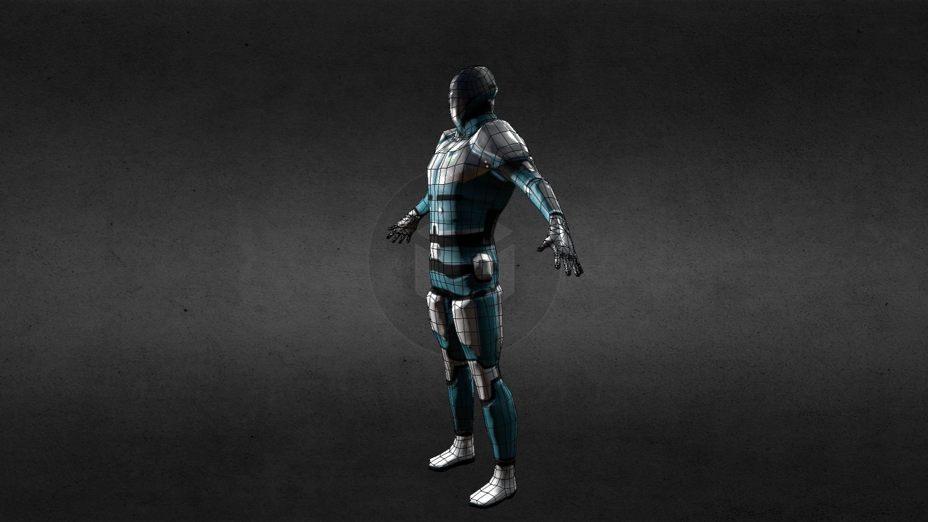 Low Poly SciFi Space Explorer - 1638 Vertices Low-poly 3D model_10