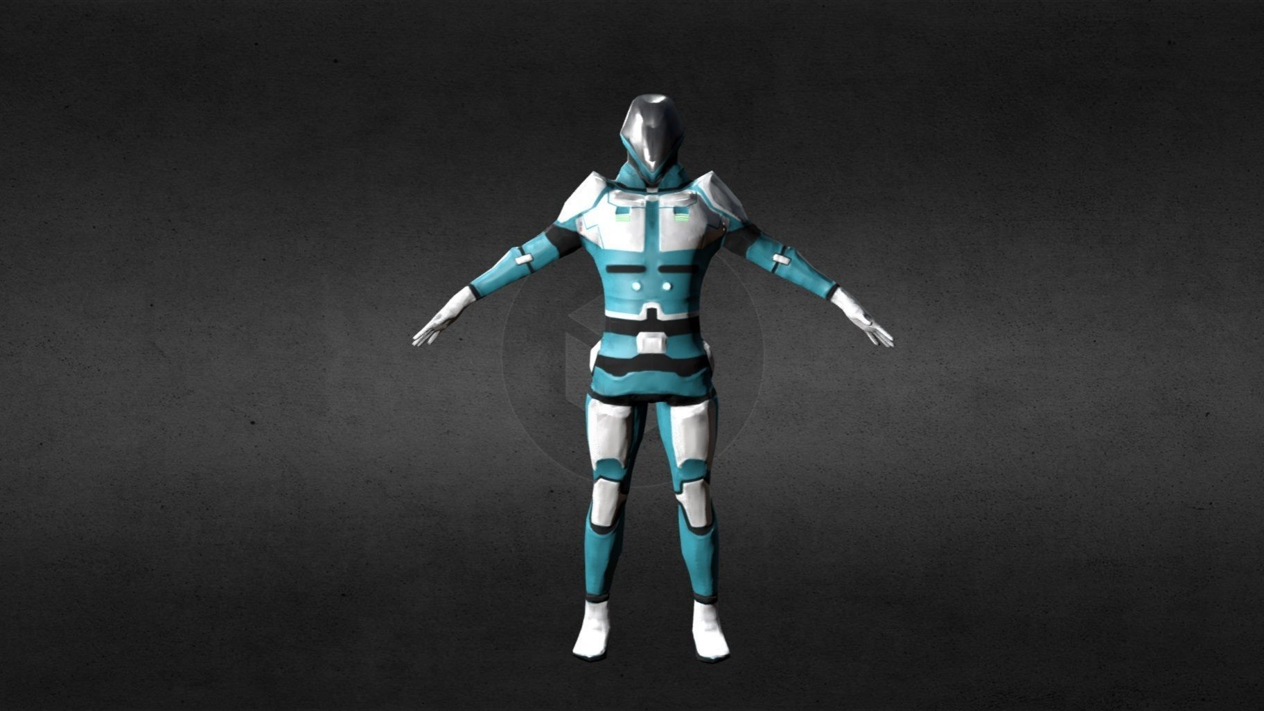 Low Poly SciFi Space Explorer - 1638 Vertices Low-poly 3D model_7