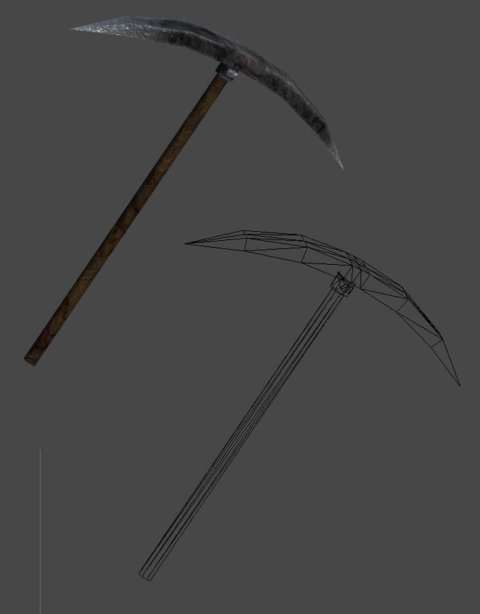 picax1 mountain with axe Low-poly 3D model_8