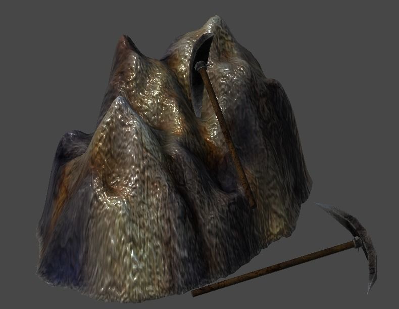 picax1 mountain with axe Low-poly 3D model_0