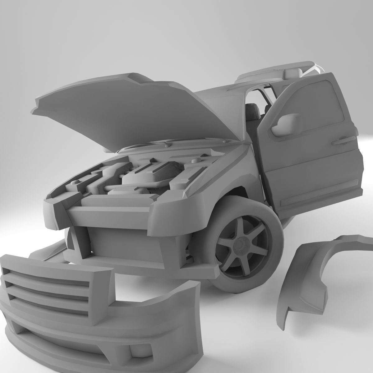 Car Rock Low-poly 3D model_8