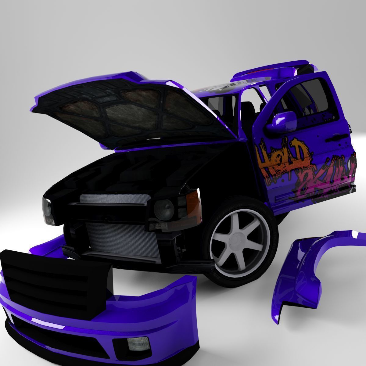 Car Rock Low-poly 3D model_6