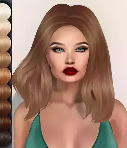  Female hair style rigged 3D model