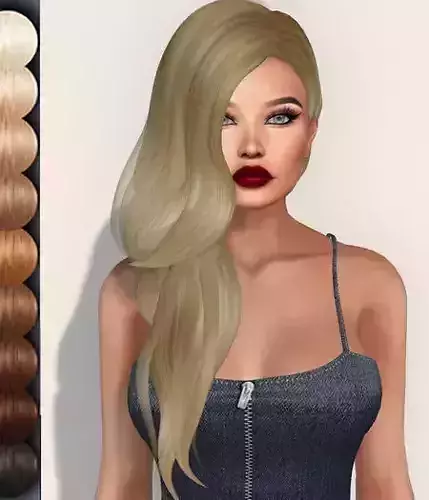 Female hair style rigged 3D model