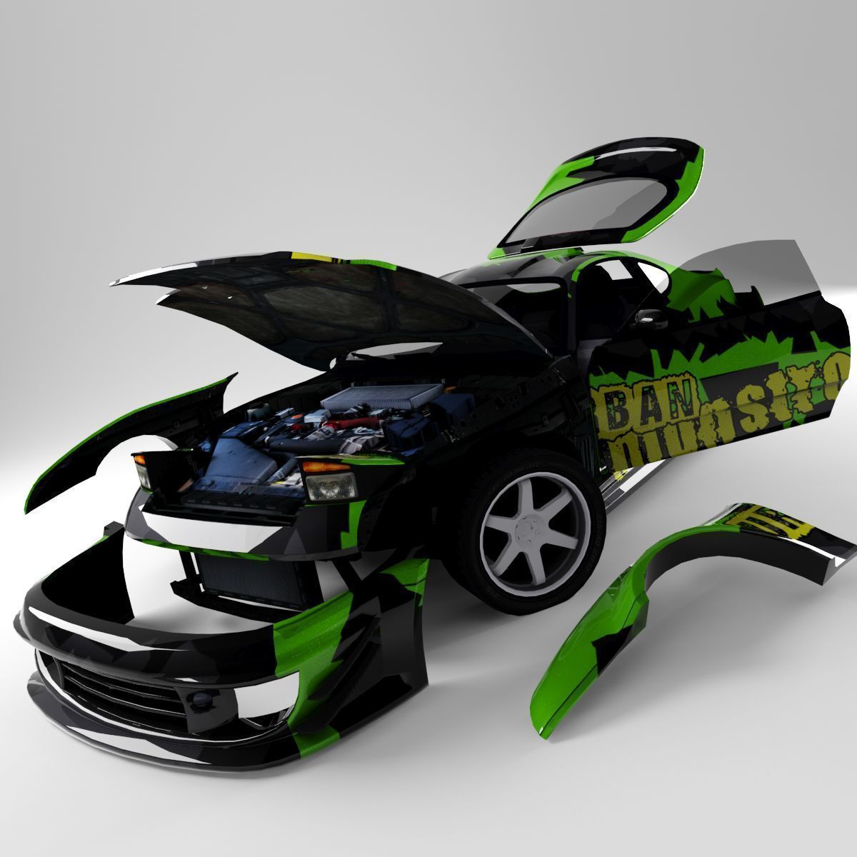 Supra toyota Low-poly 3D model_6