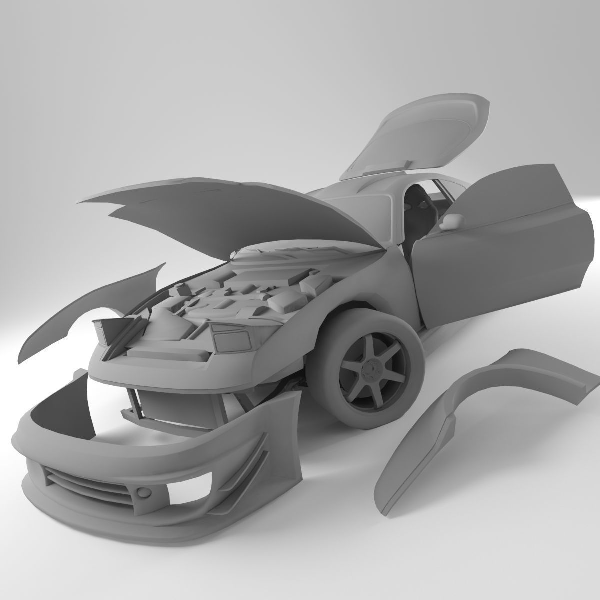 Supra toyota Low-poly 3D model_8