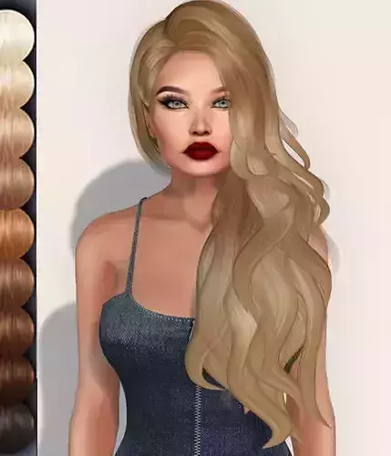 Female hair style rigged 3D model