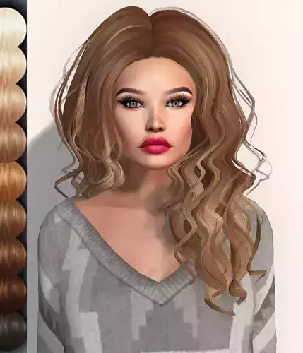 Female hair style rigged 3D model 