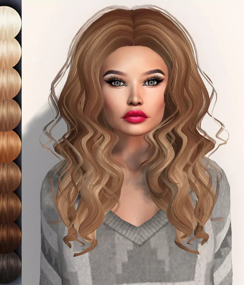 Female hair style rigged 3D model  Low-poly 3D model_0