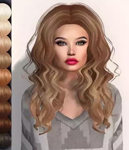 Female hair style rigged 3D model  Low-poly 3D model