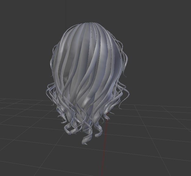 Female hair style rigged 3D model Low-poly 3D model_2