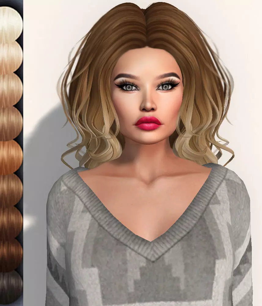 Female hair style rigged 3D model Low-poly 3D model_0