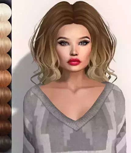 Female hair style rigged 3D model Low-poly 3D model