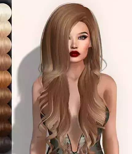 Female hair style rigged 3D model