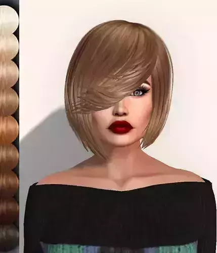 Female hair style rigged 3D model