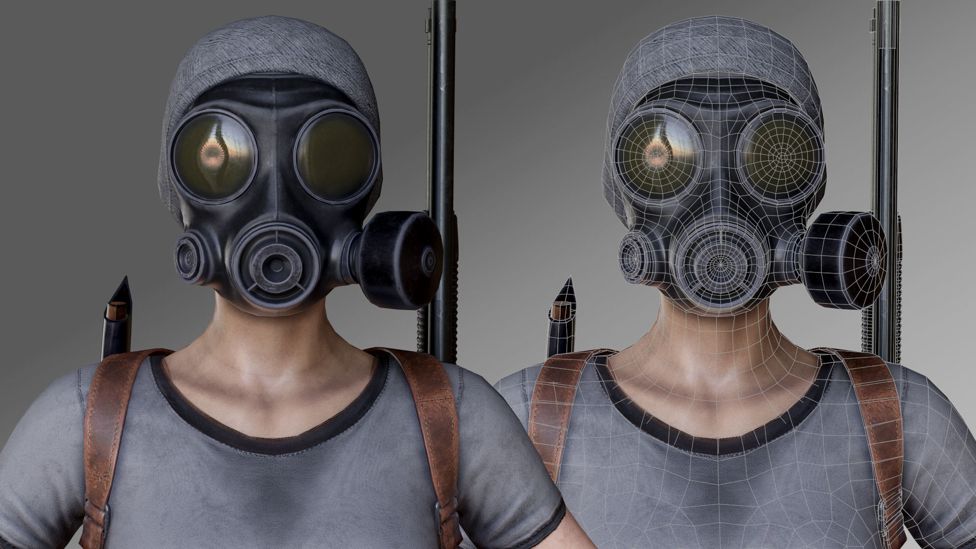Female Survivor Low-poly 3D model_5