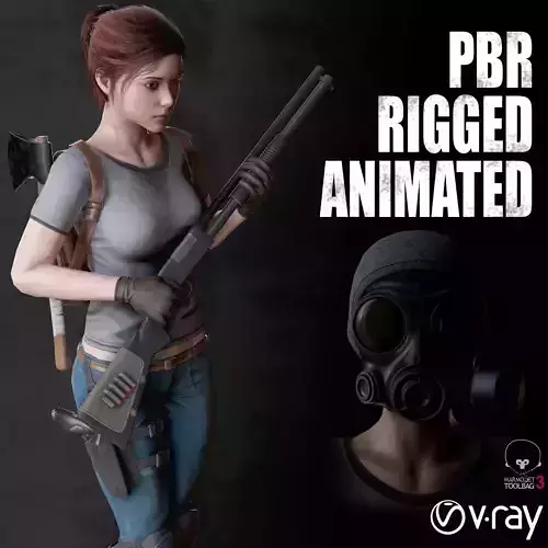 Female Survivor Low-poly 3D model