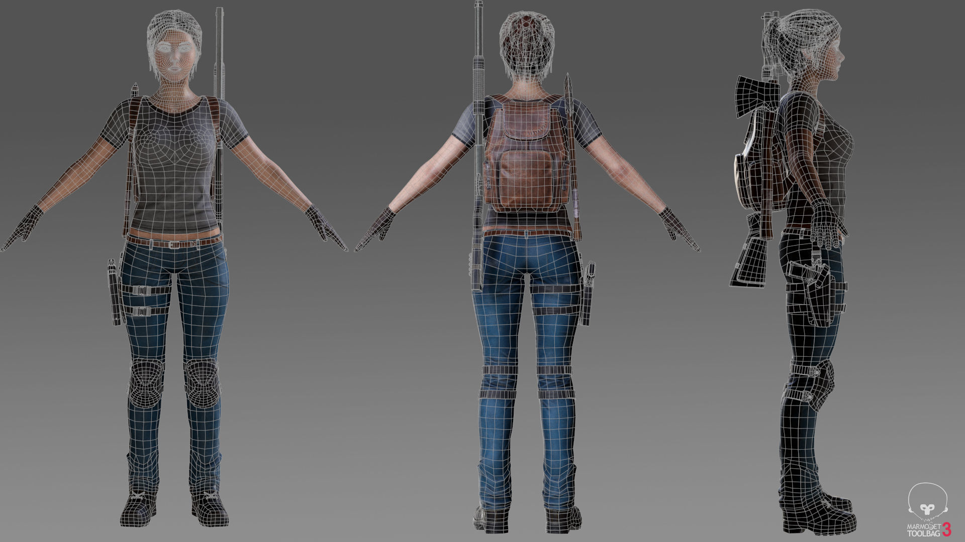 Female Survivor Low-poly 3D model_3