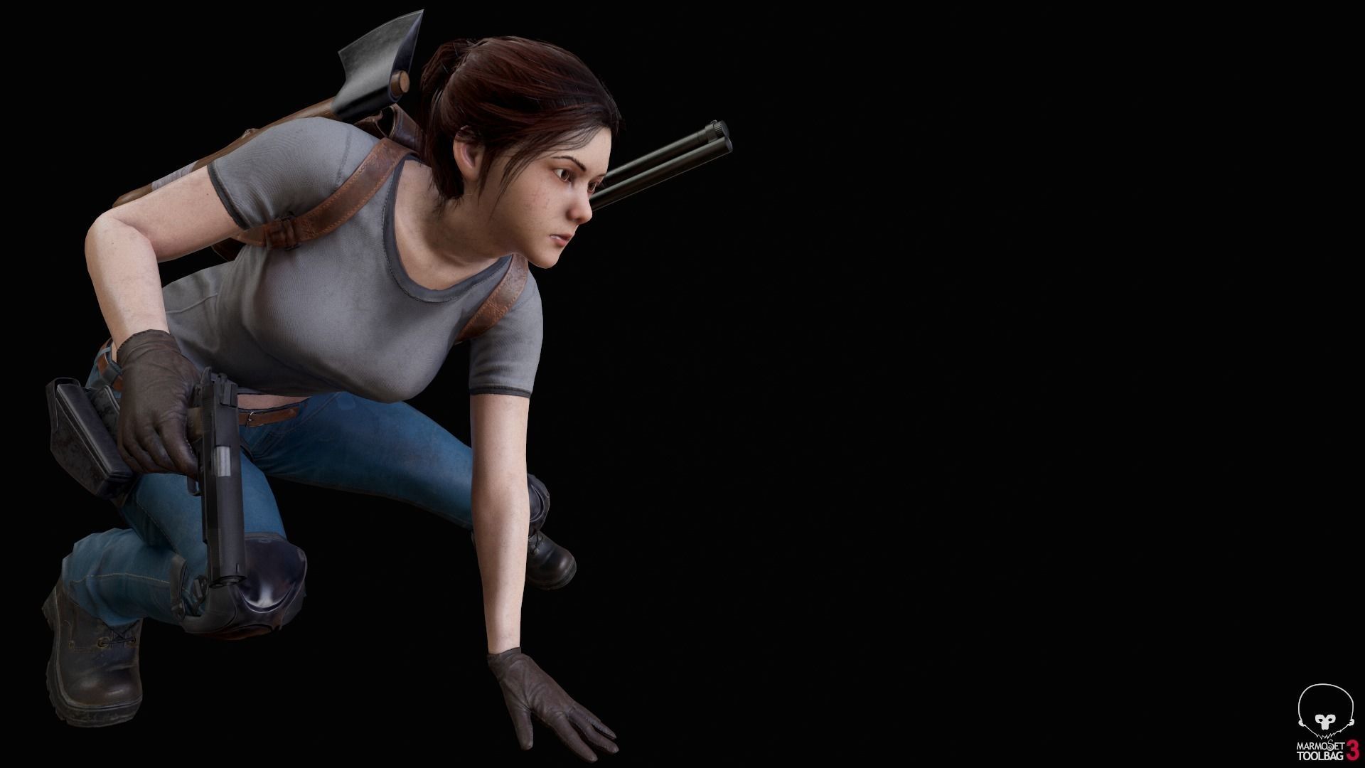 Female Survivor Low-poly 3D model_16