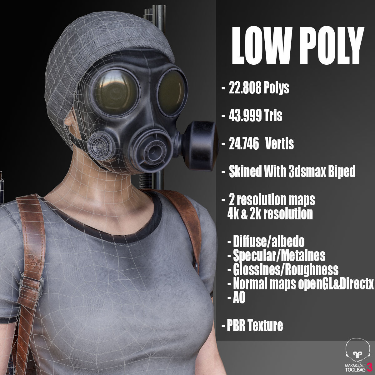 Female Survivor Low-poly 3D model_1