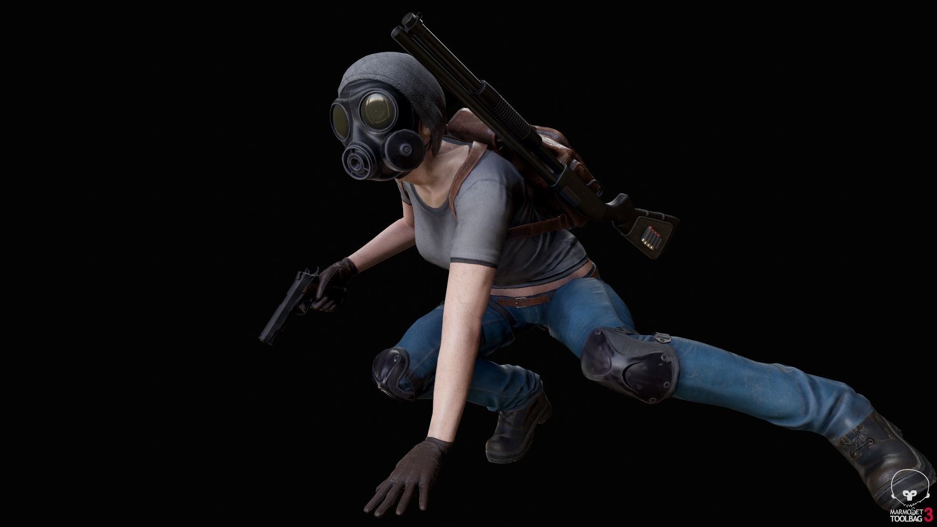 Female Survivor Low-poly 3D model_17