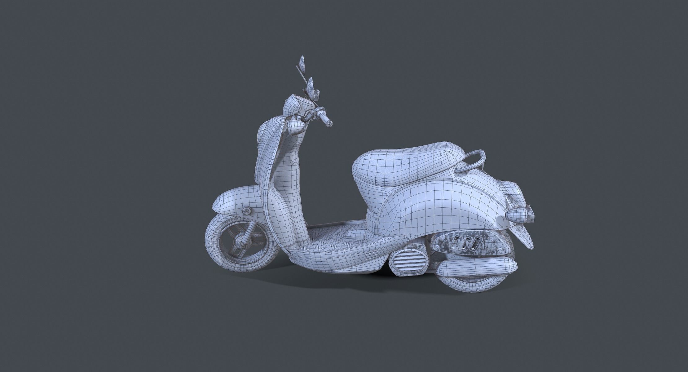 Old Vespa Motorcycle Low-poly 3D model_6