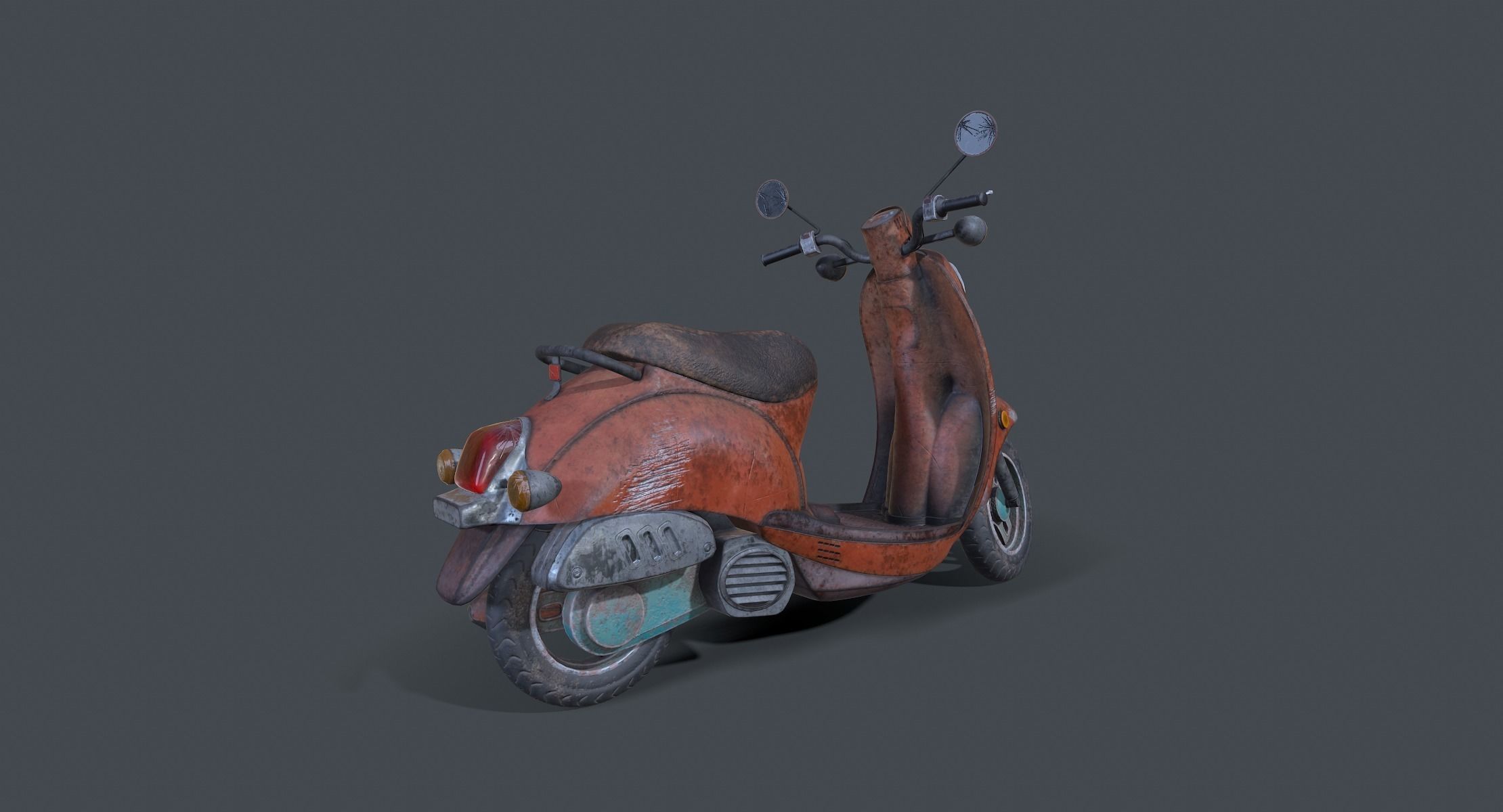 Old Vespa Motorcycle Low-poly 3D model_2