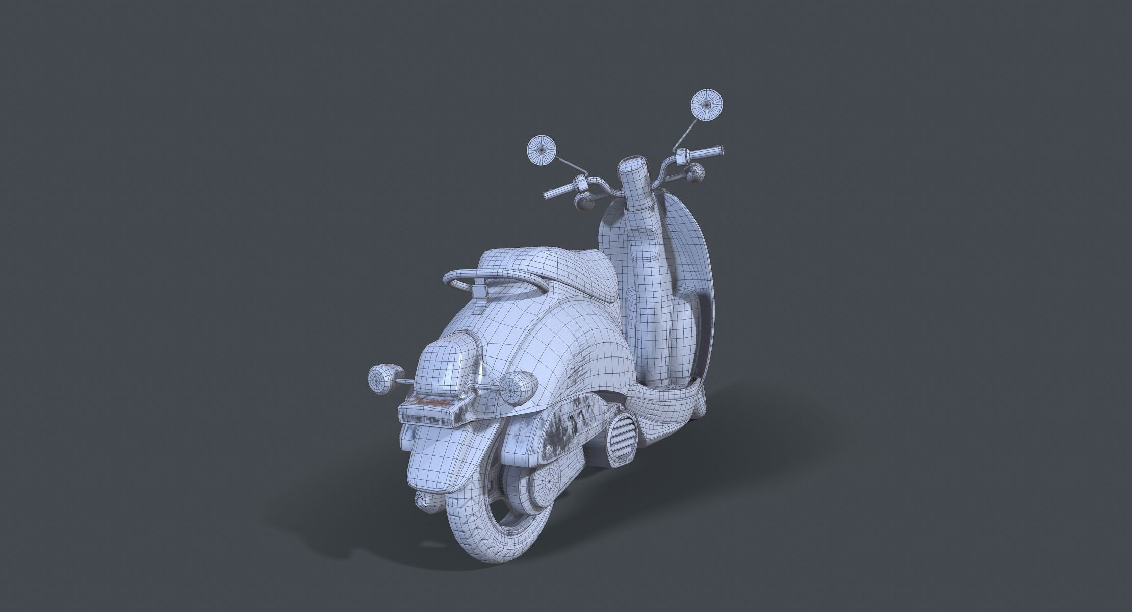 Old Vespa Motorcycle Low-poly 3D model_7