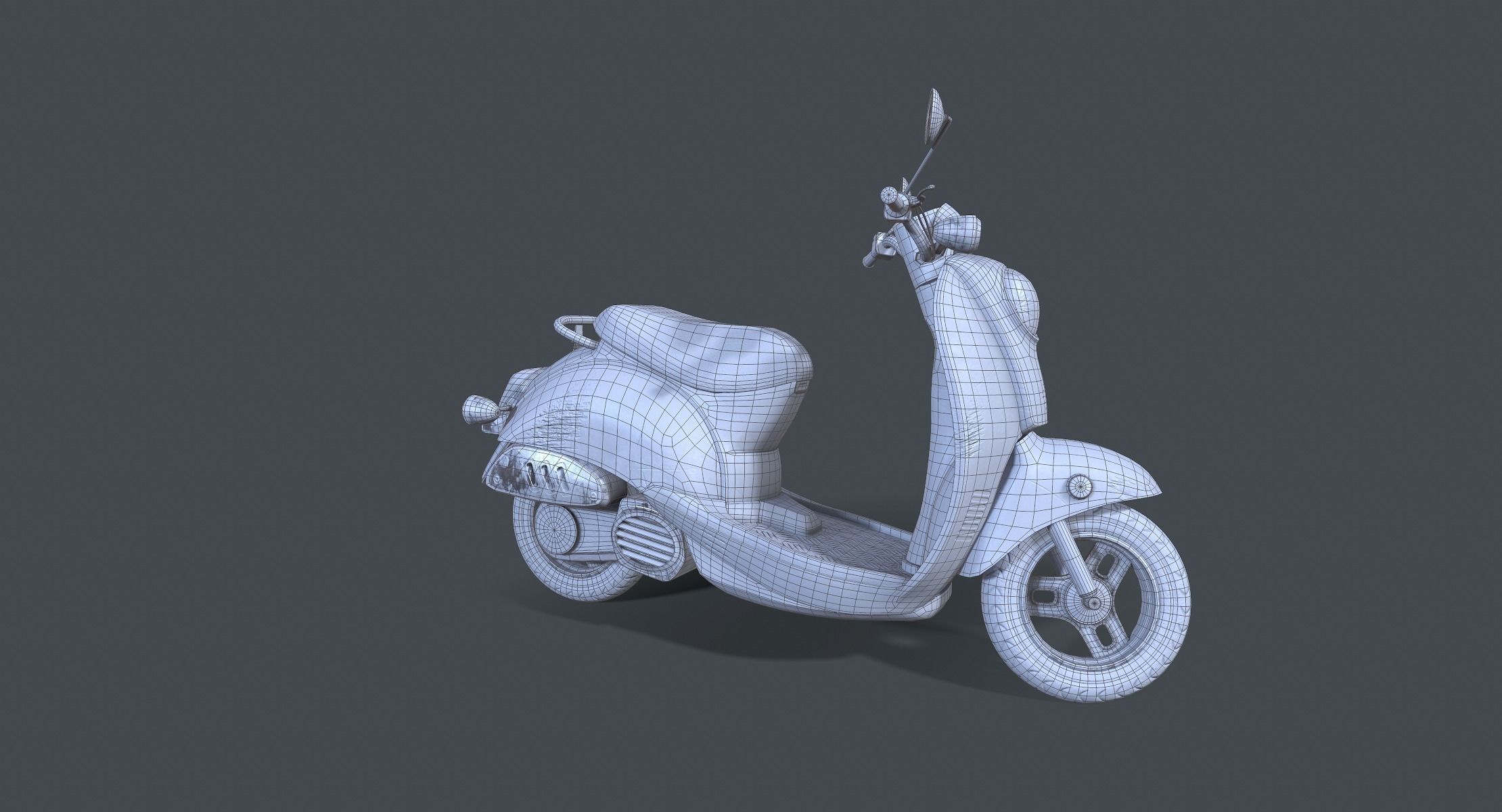 Old Vespa Motorcycle Low-poly 3D model_5