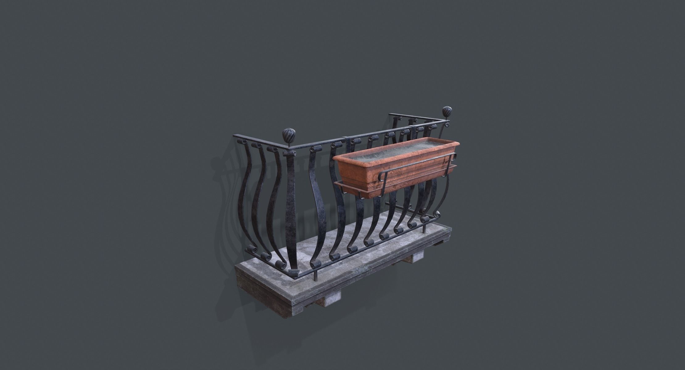 Old Italian Balcony Low-poly 3D model_1