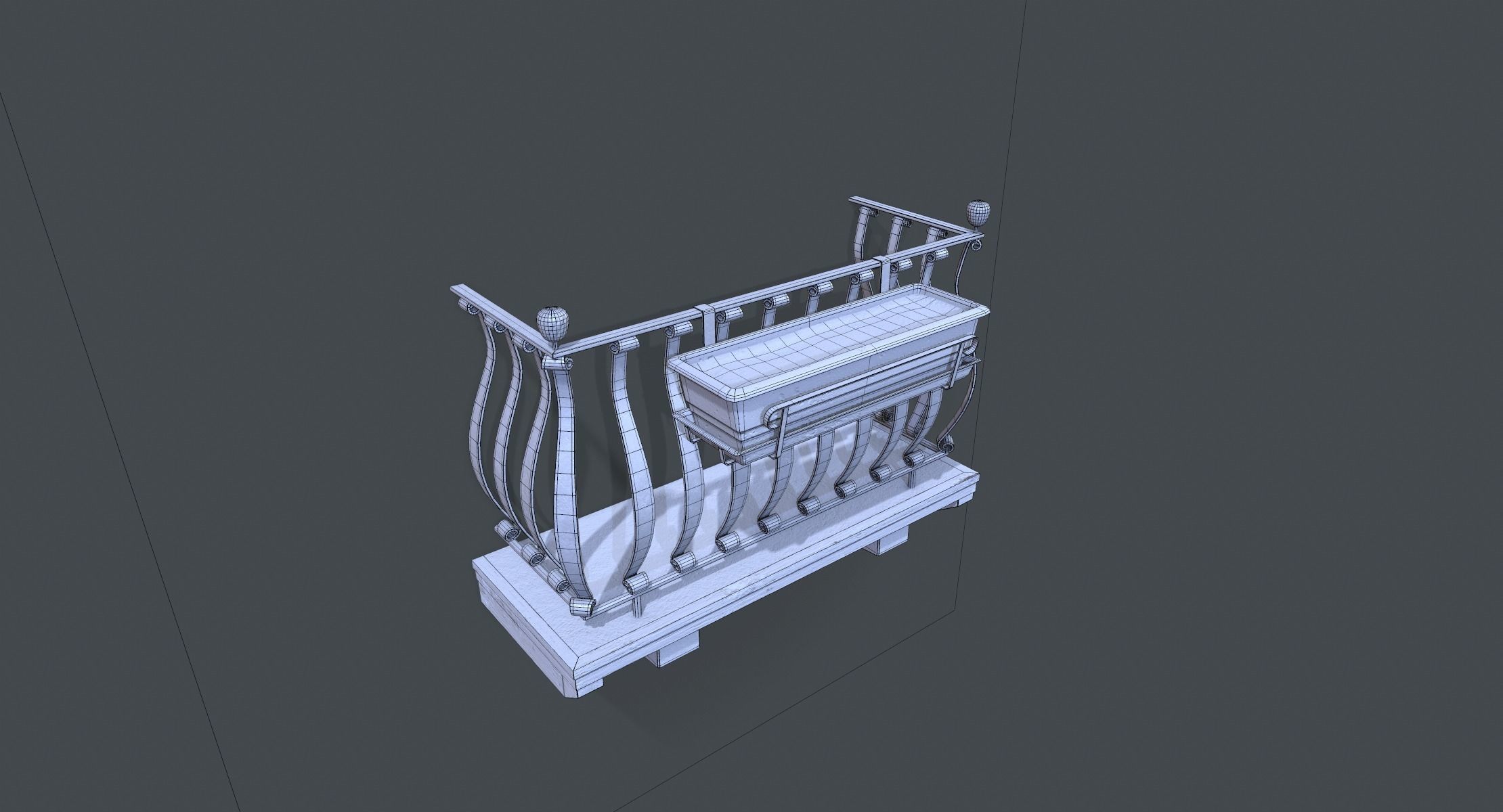 Old Italian Balcony Low-poly 3D model_7