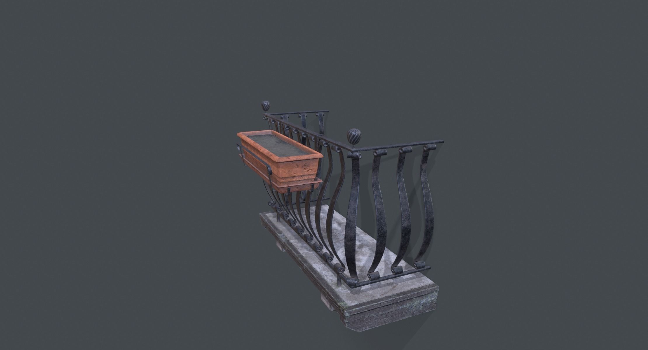 Old Italian Balcony Low-poly 3D model_2