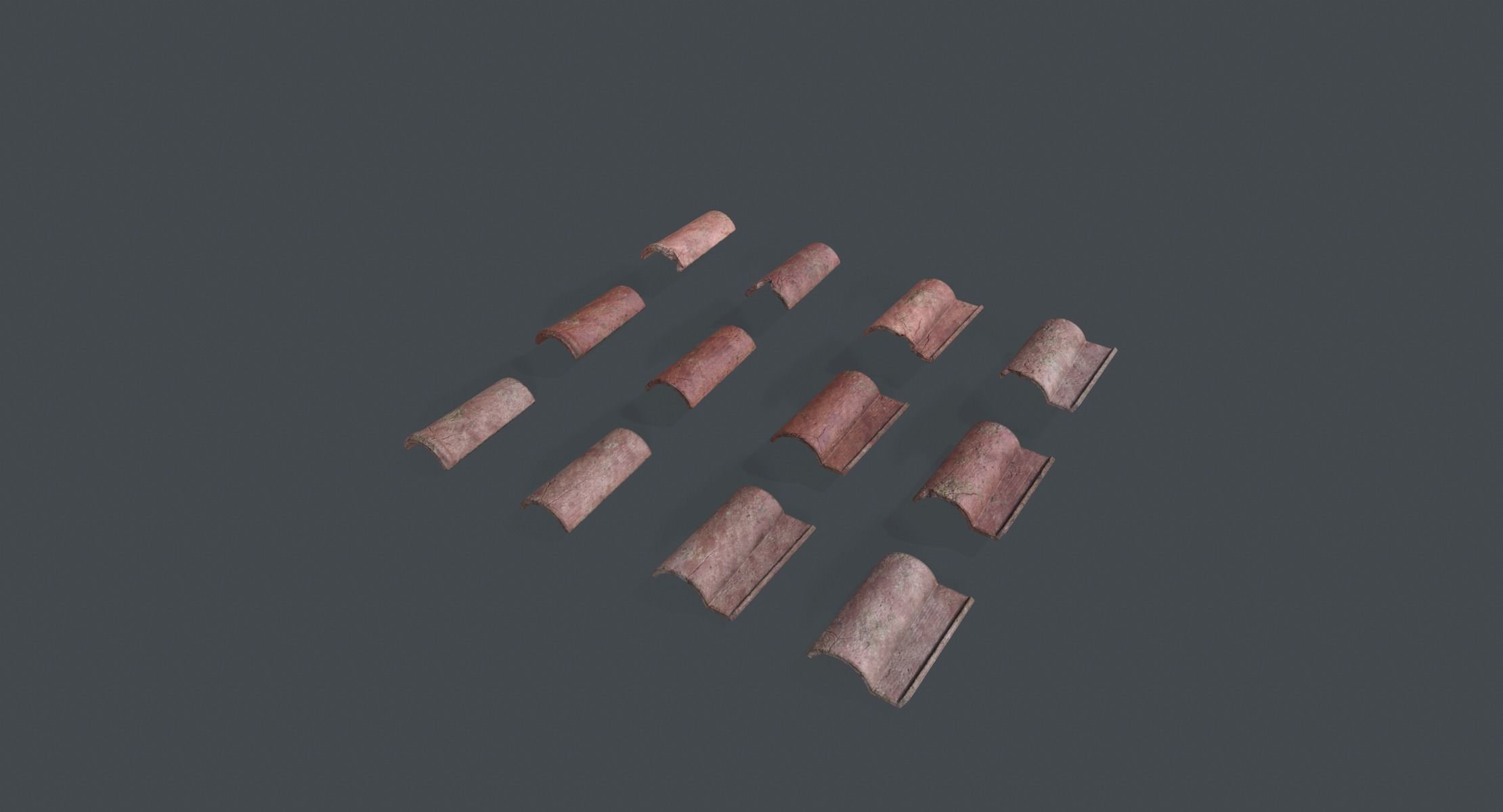 Lowpoly Clay Rooftiles Low-poly 3D model_3