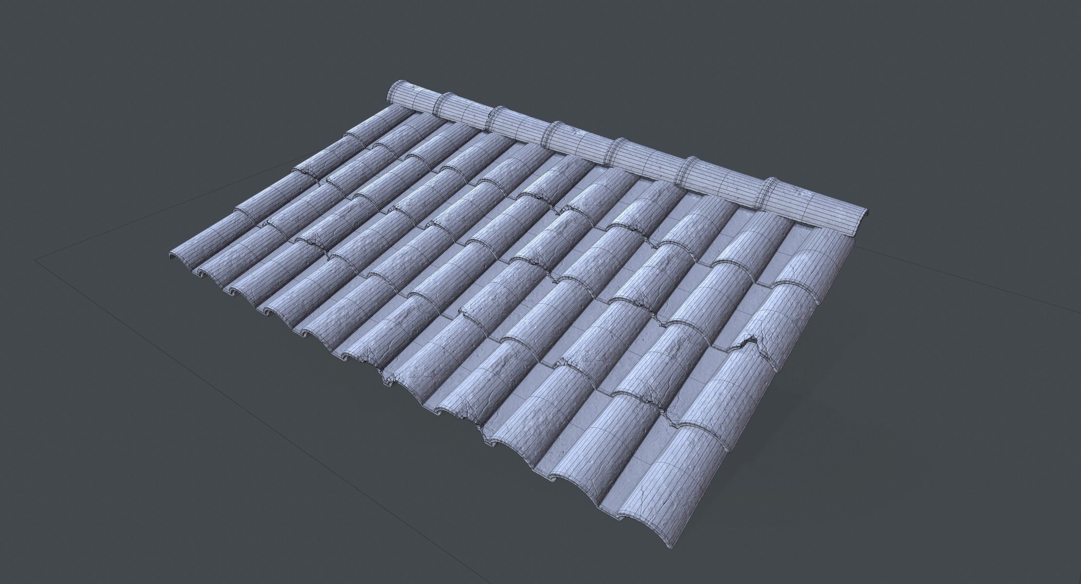 Lowpoly Clay Rooftiles Low-poly 3D model_6